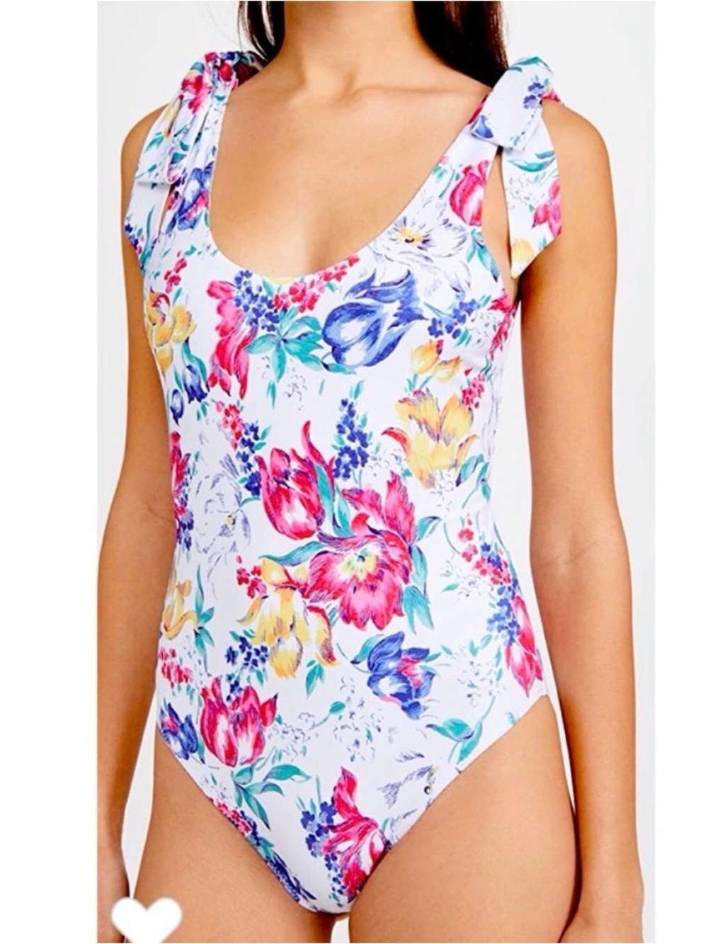 NEW LoveShackFancy Floral Bow Tie Strap One Piece Swimsuit Small NWOT MSRP $235